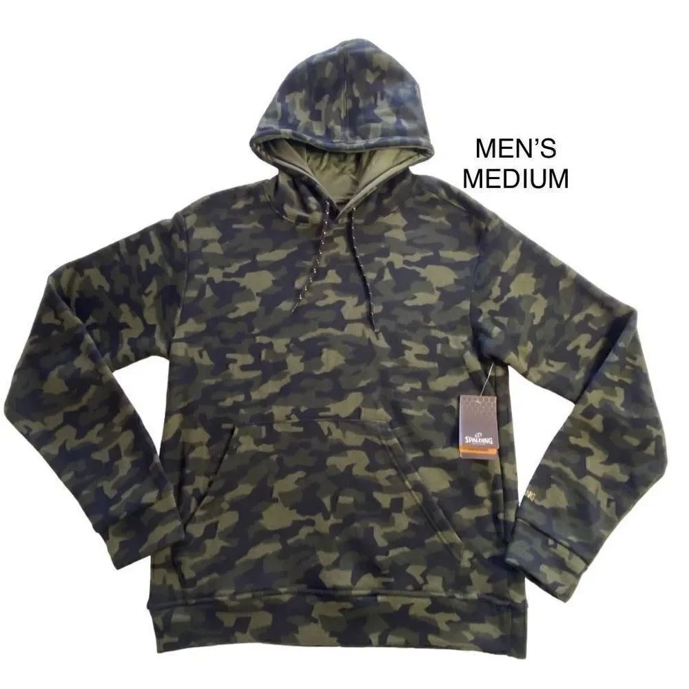 Spalding Men’s MEDIUM Camo Print Fleece Pullover Hoodie